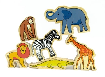 Image de Boîte de 6 animaux de la savane en bois